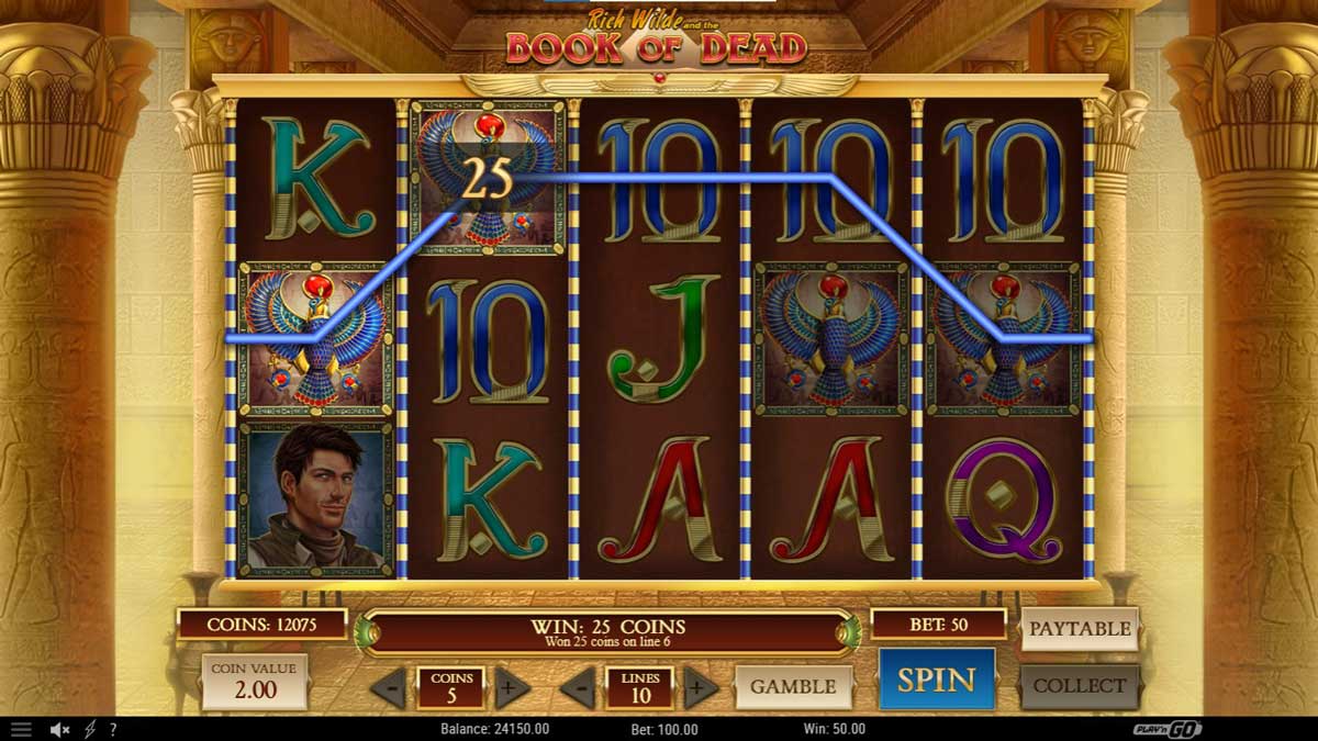 Book of Dead slot machine game screenshot